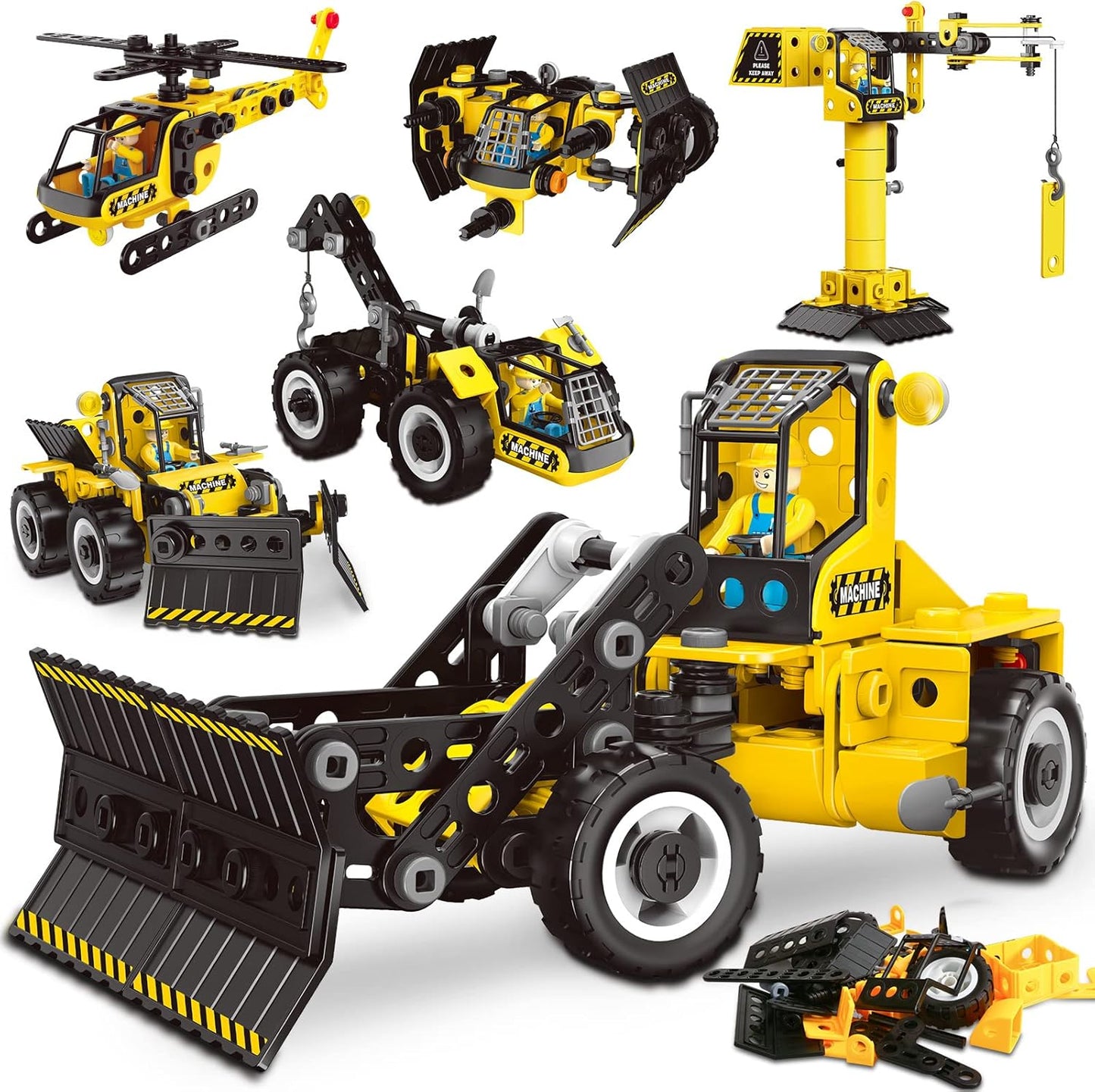 HOMETTER Building Toys for Age 5 6 7 8+ Year Old Boys Gift, 6 in 1 Engineering Toys, STEM Learning Toys Educational Building Set