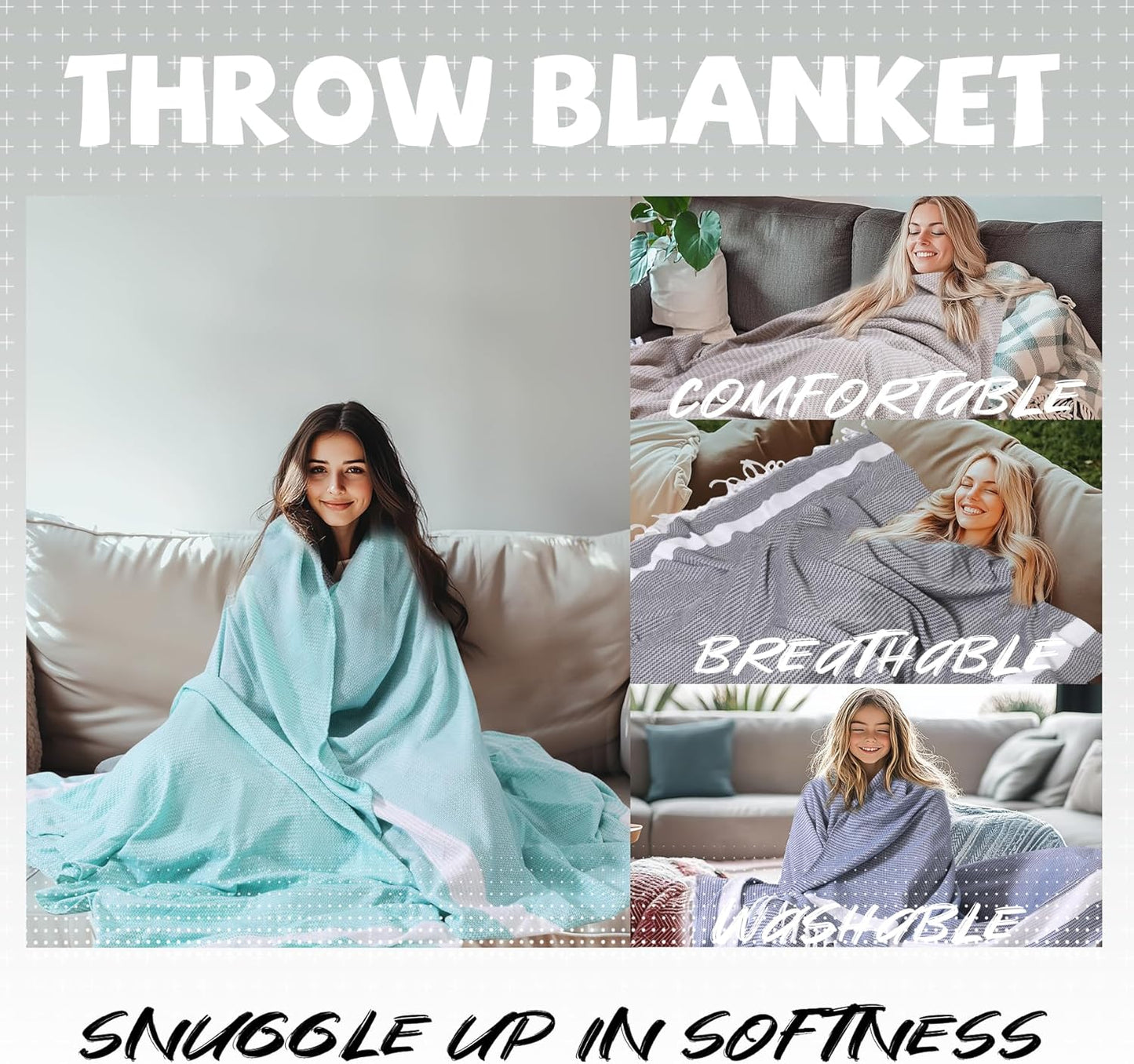 Lightweight Woven Throw Blanket Large Soft Travel Essentials Airplane Accessories Long Flight Necessities Airport Must Haves Plane International Flying Stuff Airline Items Oversea Umrah Need Purple