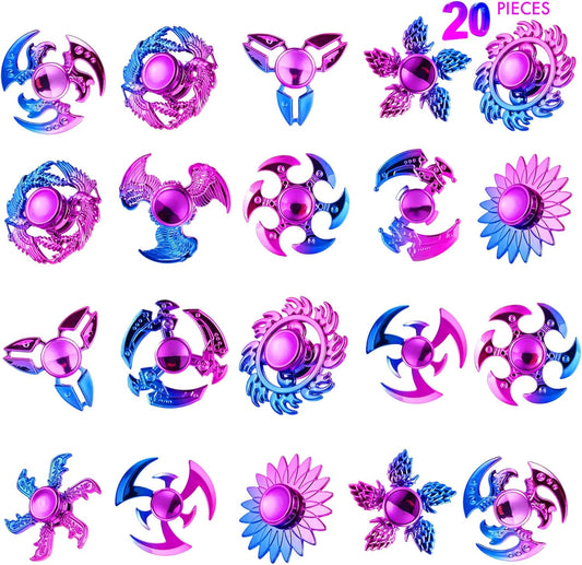 20 Pack High Speed Hand Fidget Spinners for Anxiety ADHD Kids Adults Boys Girls, Sensory Fingertip Pack, Stress Relief Fidgets Toy, Party Favors Birthday Gifts Goodie Bag Stuffers Classroom Prizes