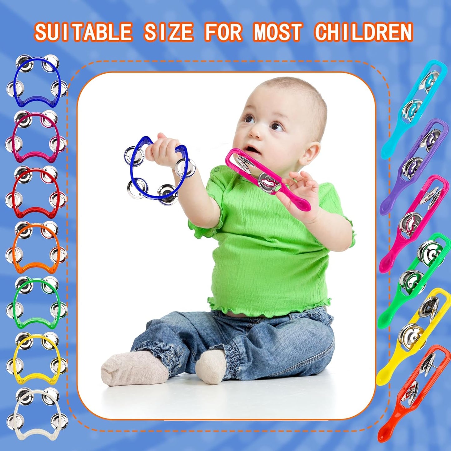 84 Pcs Musical Instruments for Kids 42 Plastic Handheld Tambourine Bells 42 Colorful Cymbals Percussion Shaker Noise Makers Rhythm Toy Set for Church Preschool Classroom