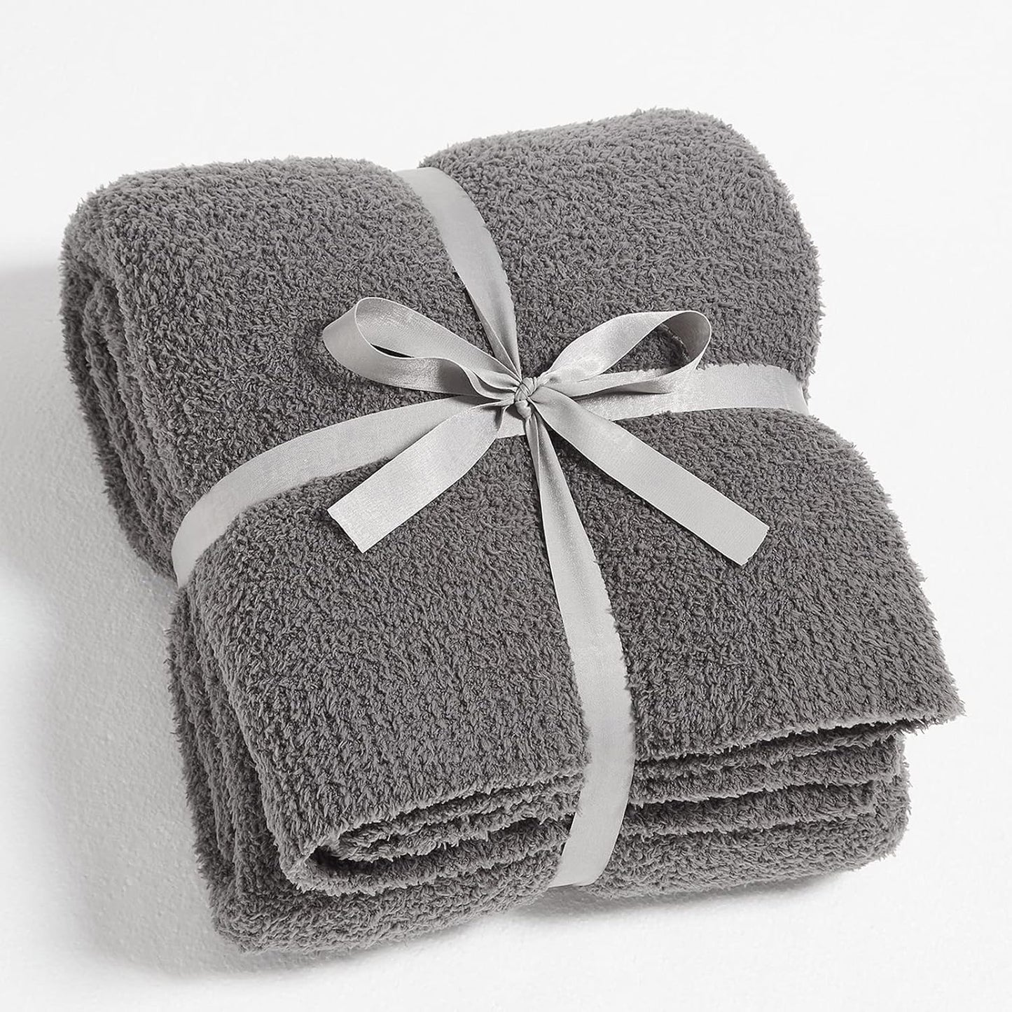 CYMULA Super Soft Knit Throw Blanket Twin Size Dark Grey-Lightweight Plush Fuzzy Fluffy Warm Cozy Blankets and Throws for Sofa Bed All Season Use, 60x80 inches