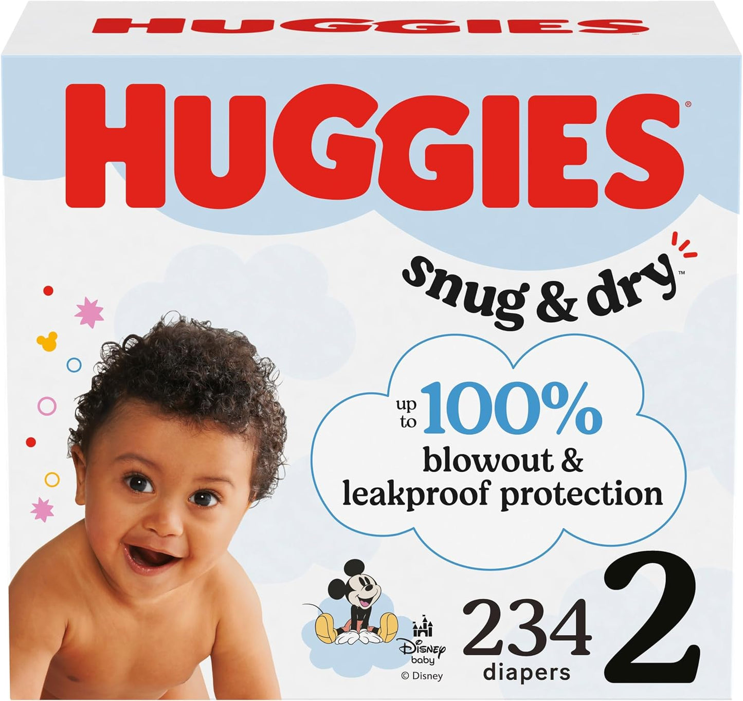 Huggies Size 2 Diapers, Snug & Dry Baby Diapers, Size 2 (12-18 lbs), 234 Count (3 Packs of 78), Packaging May Vary