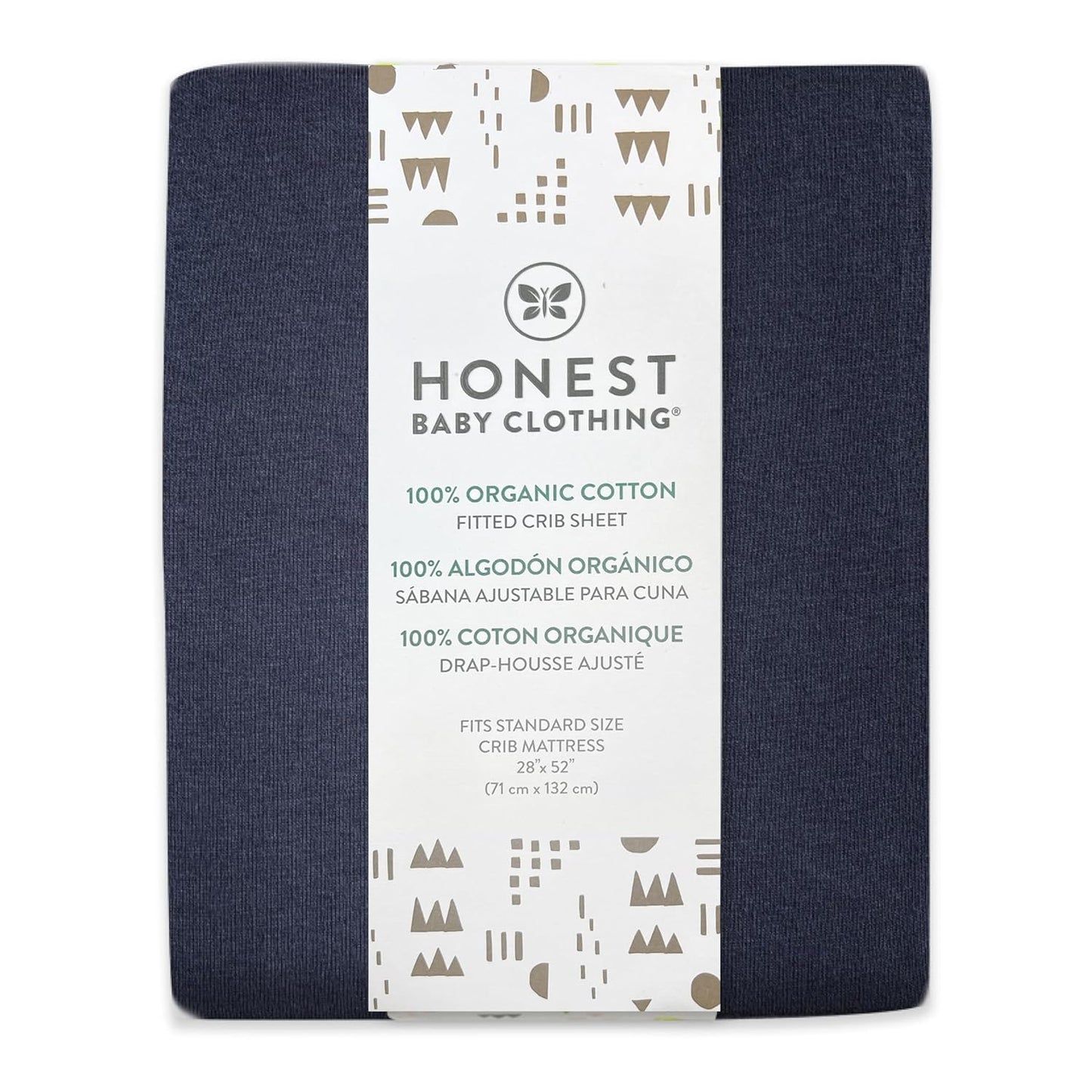 HonestBaby unisex-baby Fitted Crib Sheets Set Standard Mattress, 100% Organic Cotton Baby Boys, Girls, Neutral, 1 Pack - Rainbow Stripe Blues, One Size