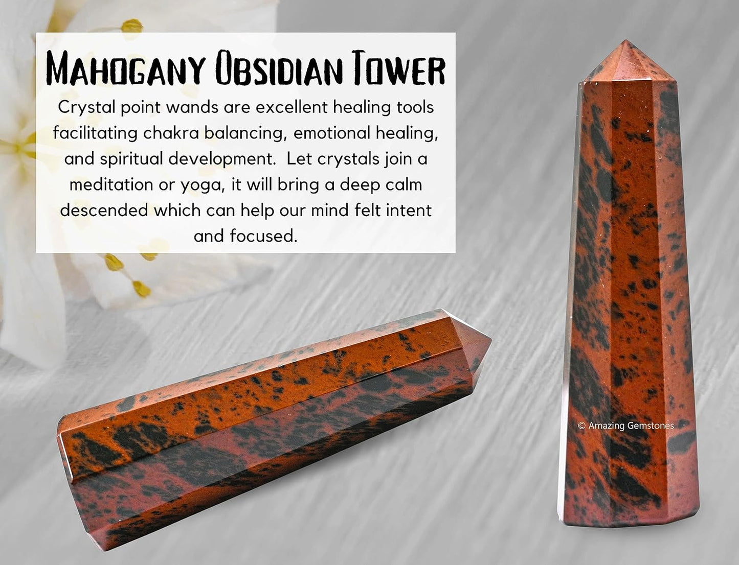 Amazing Gemstone Mahogany Obsidian Crystal Towers ~ Natural Healing Crystal Point Obelisk for Reiki Healing and Crystal Grid (3- Inch)