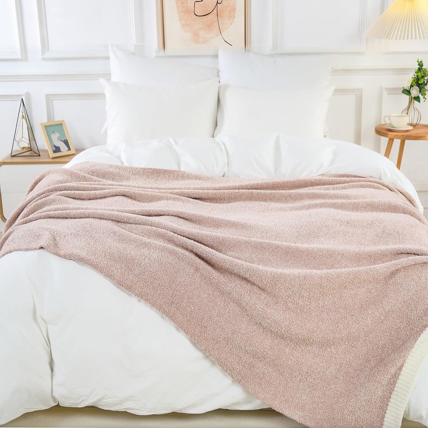 NEXHOME PRO Soft Blanket for Women, Twin Size Cozy Blanket Warm Reversible Knit Lightweight Throws for Sofa Bed, Picnic, Heather Terracotta, 60 x 80 inches