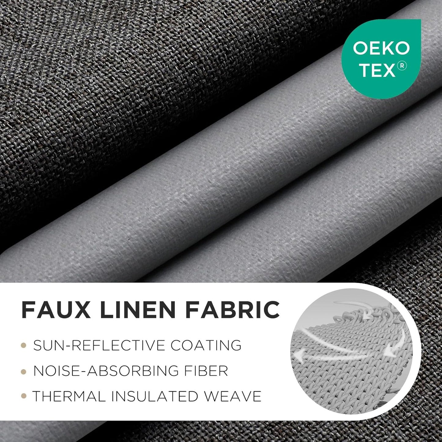 Joydeco Blackout Curtains 63 Inches Long 2 Panels Burg, Room Darkening Curtains for Bedroom, 100% Black Out Textured Thermal Drapes Privacy Protection 2 Panels Set(W52 x L63 Inch, Charcoal Grey)