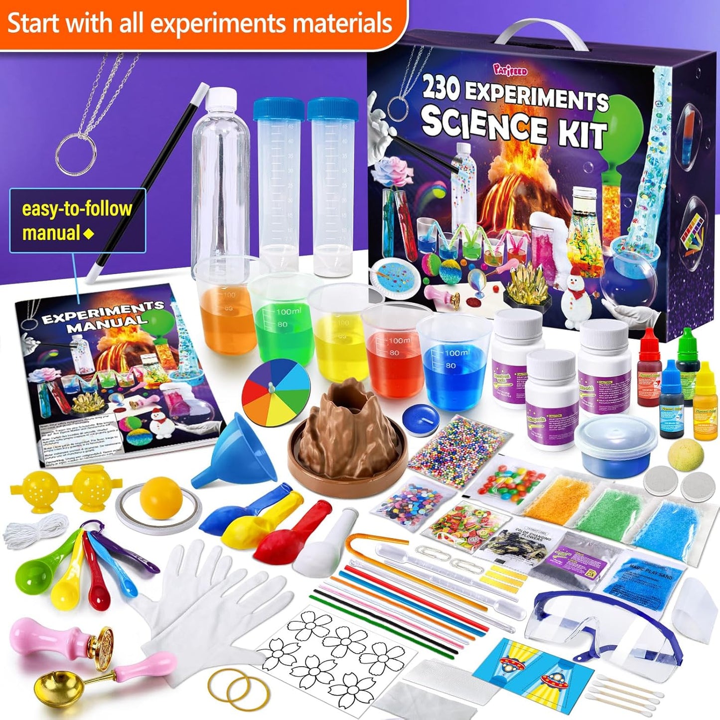 230 Experiments Science Kits for Kids Age 4 5 6 7 8 9 10 11 12 - S.T.E.M Toys with Magic Chemistry Set Crystal Growing Physics Slime Educational Gifts Idea for Boys Girls