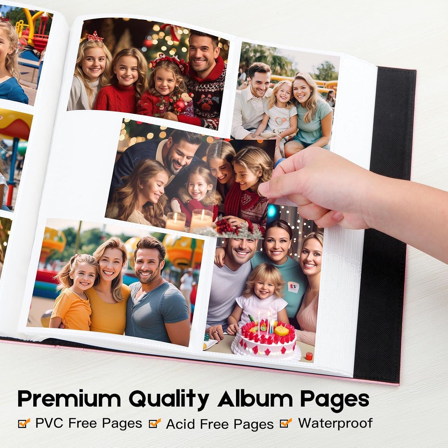 Aevdor 1000 Pockets Photo Album 4x6, Extra Large Capacity Leather Cover Wedding Family Picture Book Holds 1000 Horizontal and Vertical Pictures, Acid-free Pages 4x6 Photo Album with Front Window, Pink