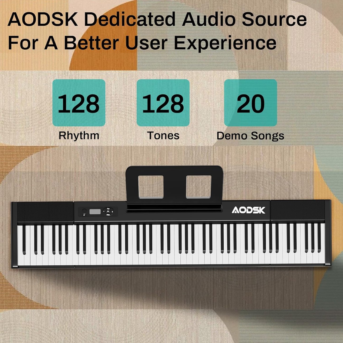 Aodsk 88 Key keyboard piano, Portable Digital Piano with Wooden stand Set for Beginners,128 Tone,128 Rhythm, 20 Demo Song, with Sustain Pedal, Carrying Case, Complimentary Online Piano Lessons