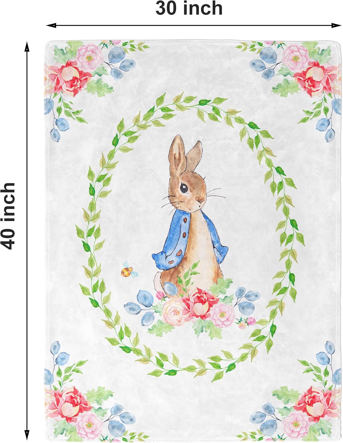 UNIQUE Rabbit Ultra Soft Fleece Baby Blanket 30x40in, Cute Rabbit Baby Blanket, Gender Neutral