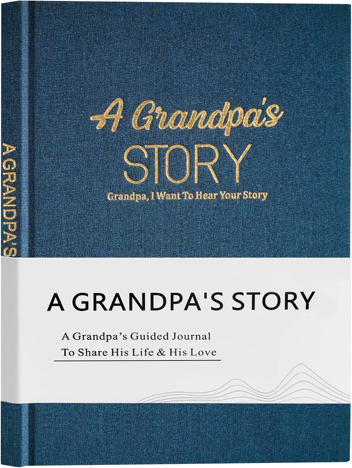 Artmag Grandpa's Life Story Journal Family Keepsake Book Linen Hardcover for Grandpa to Share His Memories, with 250+ Prompt Questions Gift for Birthday Father's Day Christmas (Blue)