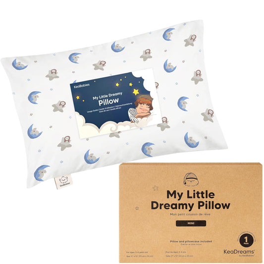 Mini Toddler Pillow with Pillowcase - 9x13 My Little Dreamy Travel Kids Pillow for Sleeping, Toddler Bed, Small, Tiny, Organic Cotton Pillowcase, Soft & Breathable, Kids 2-4 Years Old(Space Drift)