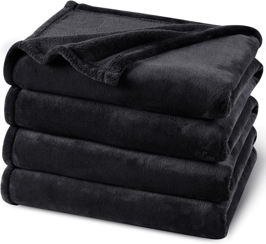 PHF Ultra Soft Fleece Blanket King Size, No Shed No Pilling Luxury Plush Cozy 300GSM Lightweight Blanket for Bed, Couch, Chair, Sofa Suitable for All Season, 108" x 90", Black