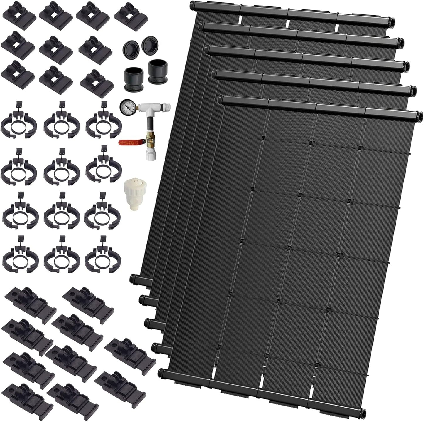 Industrial Grade Solar Pool Heater DIY Kit - Superior High-Wind Strapless Mounting System & Maximum Freeze Resistance (5-4'x10.5' / 210 Square Feet)