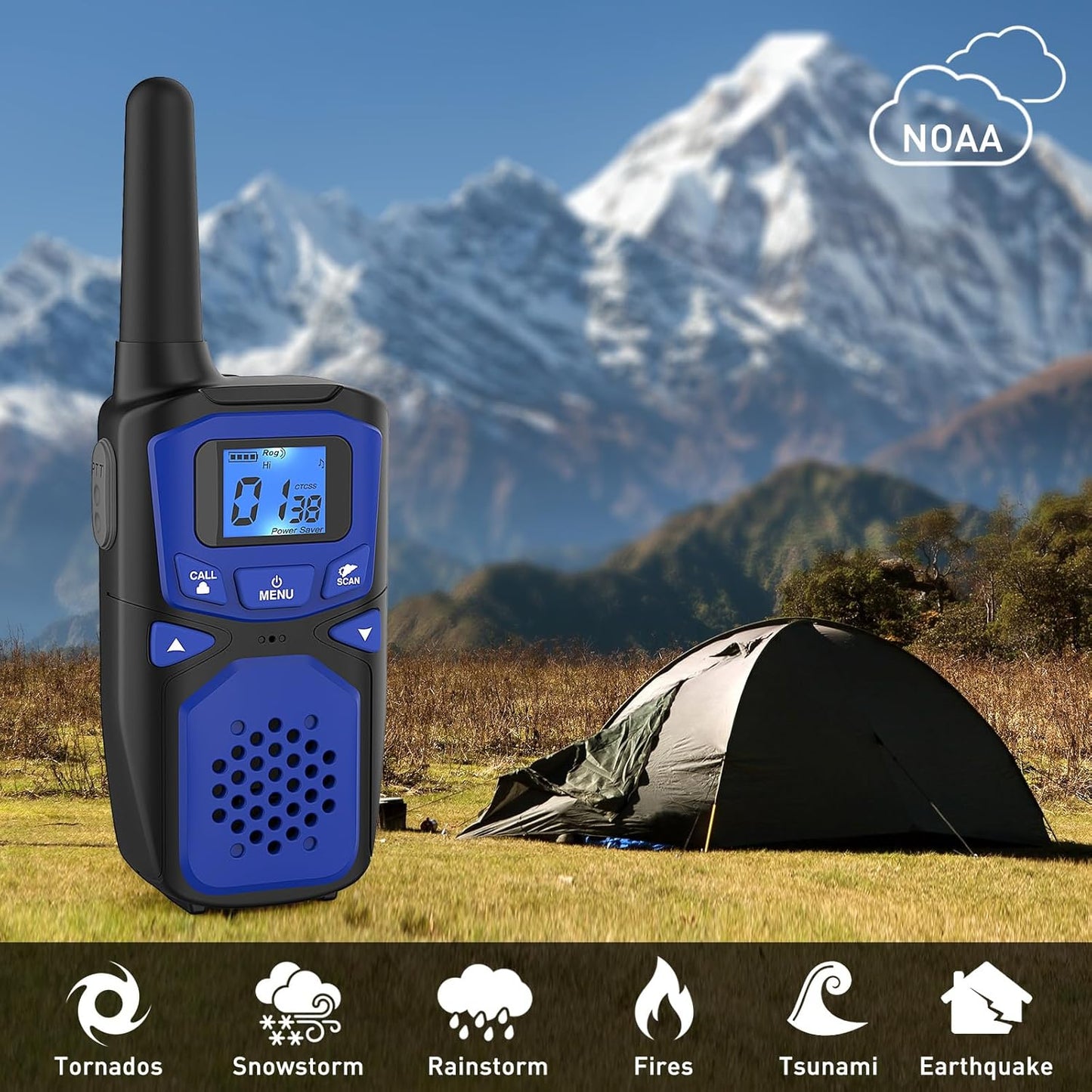 Adult Walkie Talkie WokTok Long Range Rechargeable Portable Two-Way Walkie Talkie, Hiking Accessories, SOS Sirens, NOAA Weather Alarms, Kid's Toys, Easy-to-Use Rechargeable Walkie Talkies,3 Pack