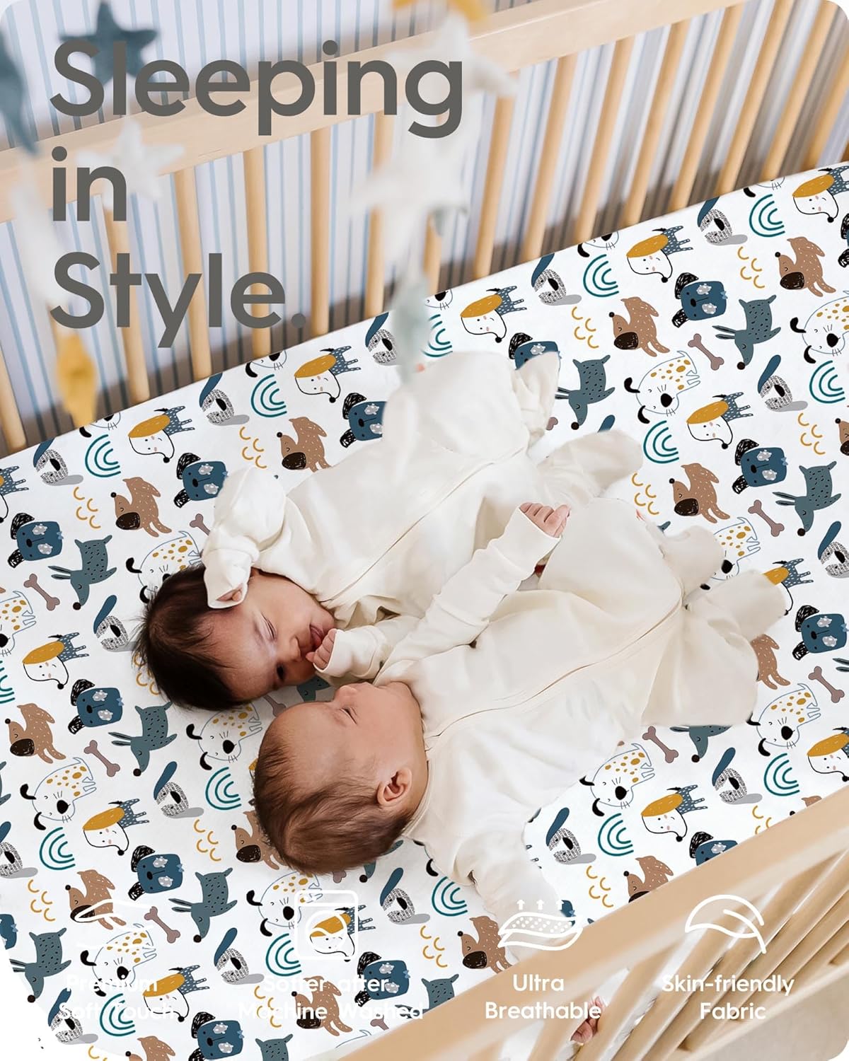 Baby Crib Sheets Boy Girl for Standard Crib Mattress - Ultra Soft Jersey Knit Neutral Crib Mattress Sheet, Safe and Snug, Durable, Stylish Crib Sheet Fitted, 28''x52''x9'' Extra Deep Pocket
