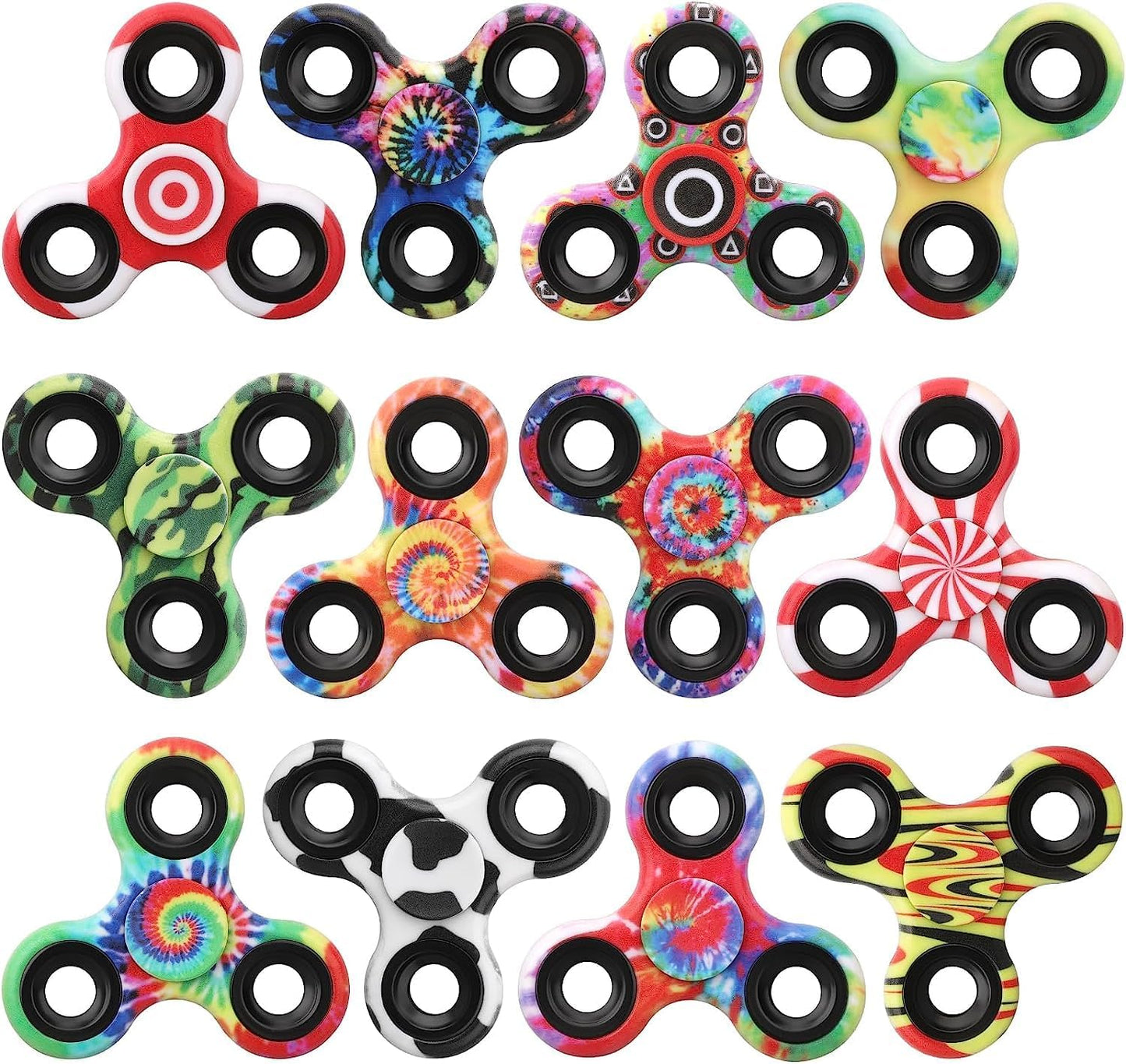 12 Pack Fidget Spinner Toy Bulk for Kids Adults, Metal Tri-Spinner Fidget Set, Hand Spinner for Stress Relief, Easter Birthday Goodie Bag Stocking Stuffers Classroom Prizes for Boy Age 3-12