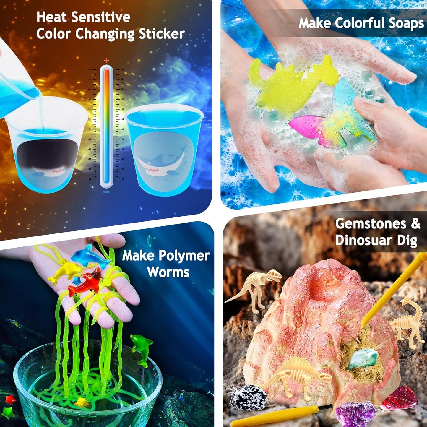 260 Experiments Science Kits for Kids, S.T.E.M Kit Magic Chemistry Physics Set, Boys Girls Toys Gifts Ideas Birthday Christmas, Volcano, Gemstone, Earth, Science Projects
