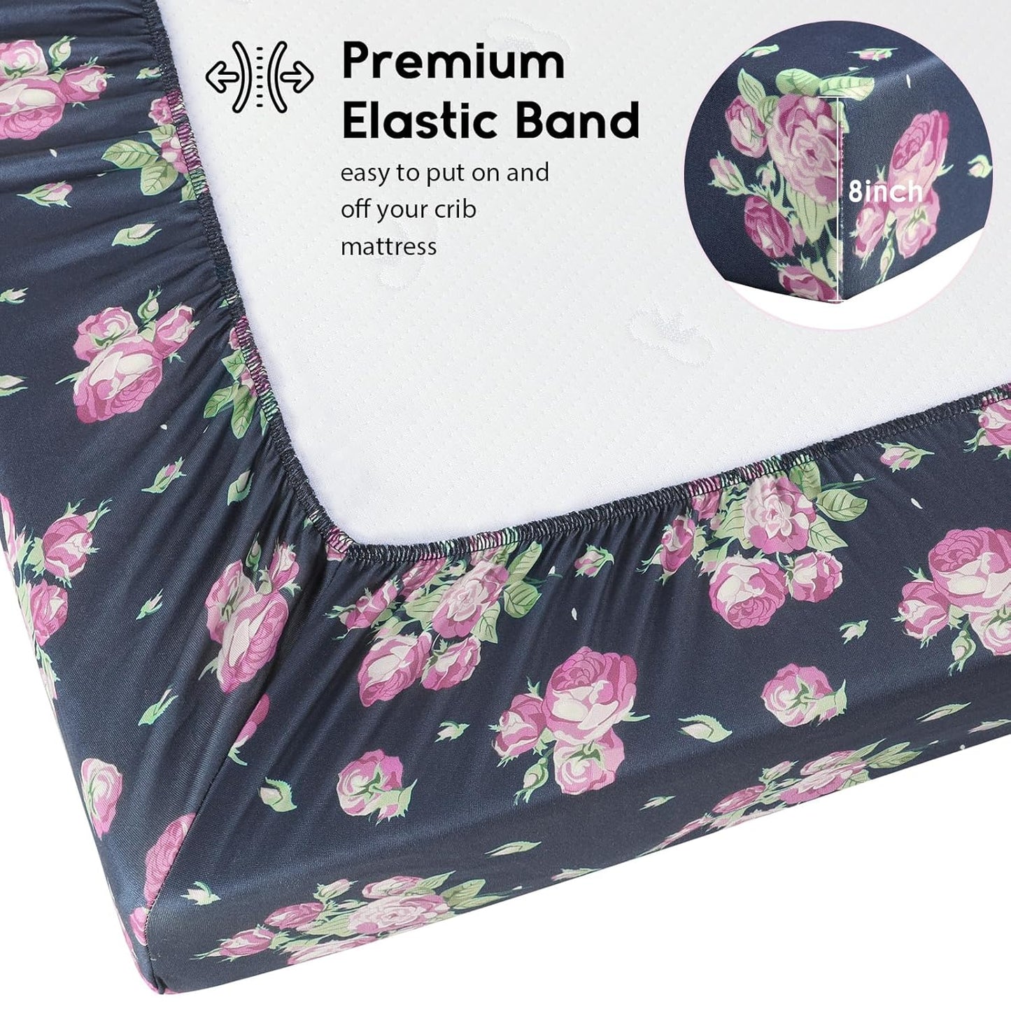 Yoofoss Baby Crib Sheets for Boys Girls, Fitted Crib Sheet 2 Pack for Standard Crib and Toddler Mattress, Super Soft Microfiber Baby Sheet 28x52x8in(Pink+Cherry)