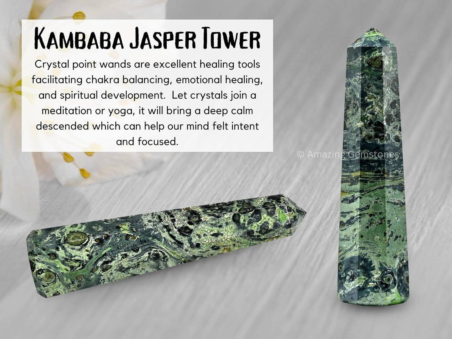 Amazing Gemstone Kambaba Jasper Crystal Towers ~ Natural Healing Crystal Point Obelisk for Reiki Healing and Crystal Grid (3- Inch)