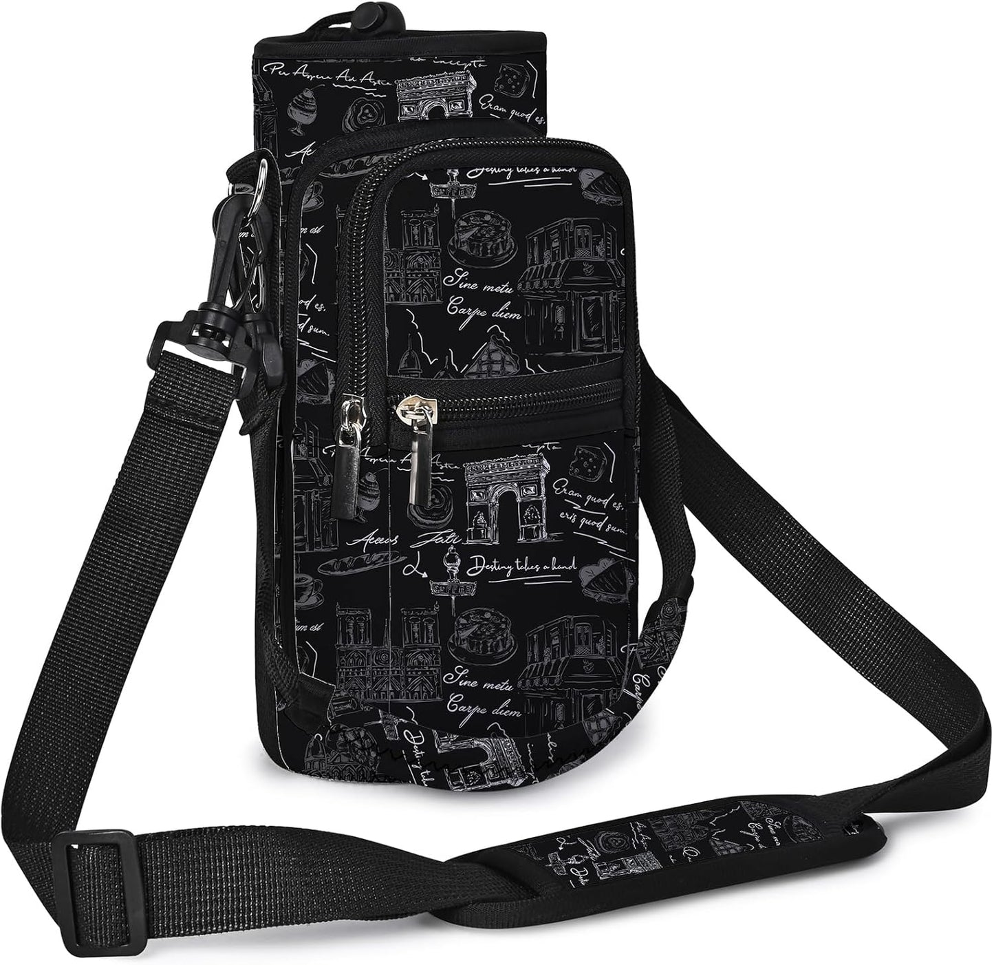 icolor Water Bottle Carrier Bag with Strap 25/32/40 oz Crossbody Bottle Holder with Phone Pocket Sling Sleeve Insulated Neoprene Water Bottle Pouch for Walking Travelling