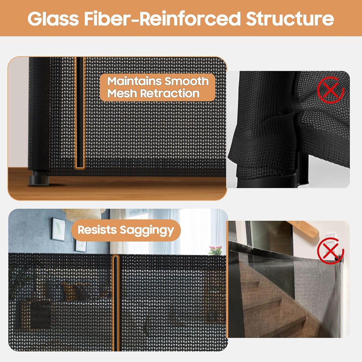 160" Retractable Baby Gates, 42" Extra Tall Upgraded Baby Gate with Reinforced Strip Design, Prevent from Crawling Underneath, Extra Wide Dog Gate Baby Gates for Stairs Doorways Indoor Outdoor