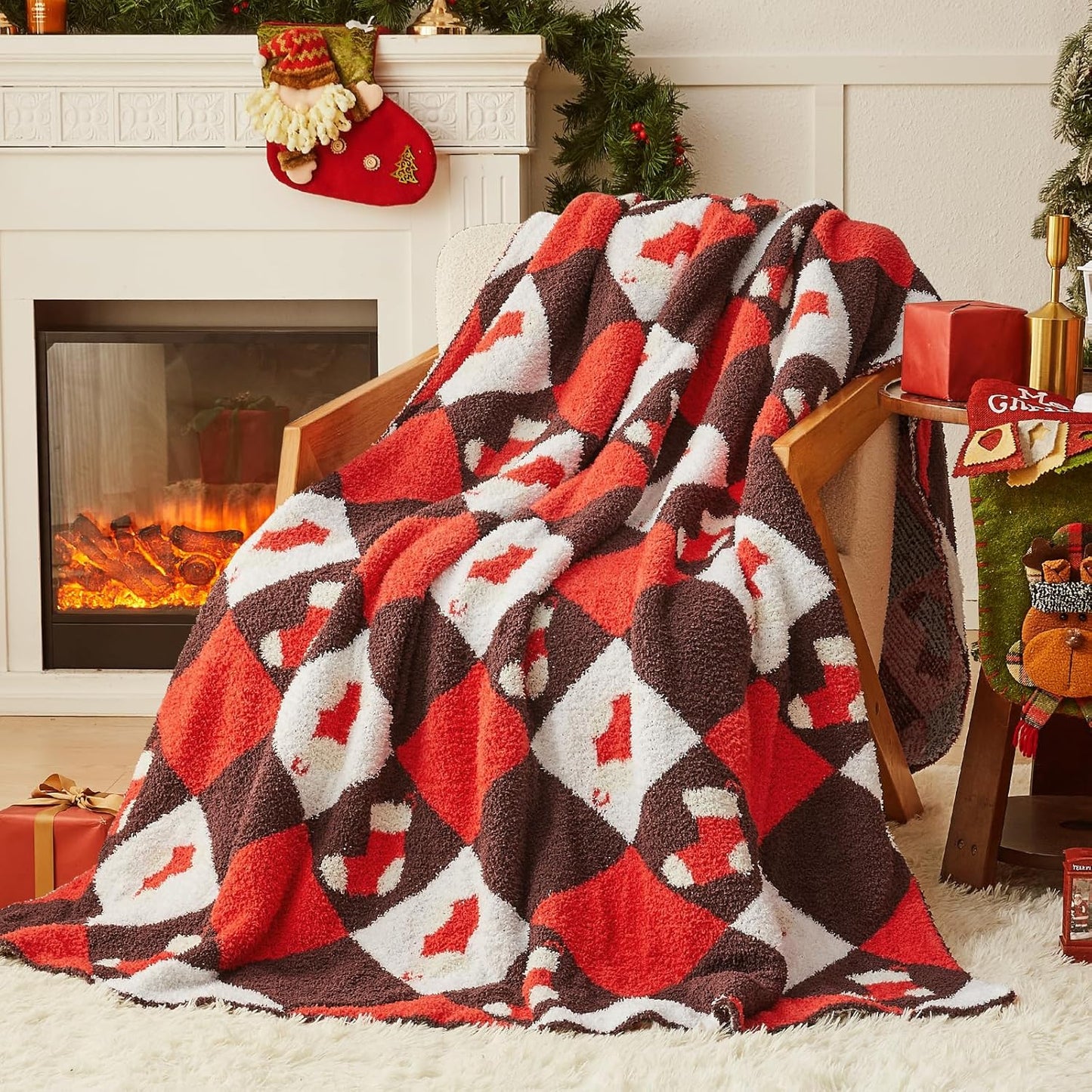 CYMULA Christmas Knit Throw Blanket - Super Soft Cozy Fuzzy Blankets for Couch, Sofa & Bed, Holiday Throw Blanket，50"x60"