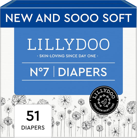 Baby Diapers - Size 7 (33+ lbs), Half-Monthly Supply (51 Count), Leak Protection, Skin-Friendly, Ultrasoft, Perfume- & Chlorine-Free, Hypoallergenic, Dermatologist Tested, Oeko-TEX®
