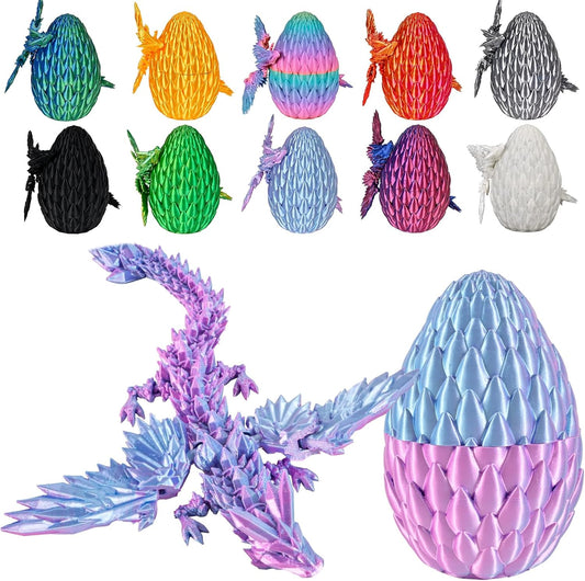 12inch Fly Dragon Egg, Year of The Dragon, 3D Printed Dragon, Executive Desk Toys, Articulated Dragon, Fidget Toys Gifts for Graduates Students Teachers Adults (Pink&Blue)