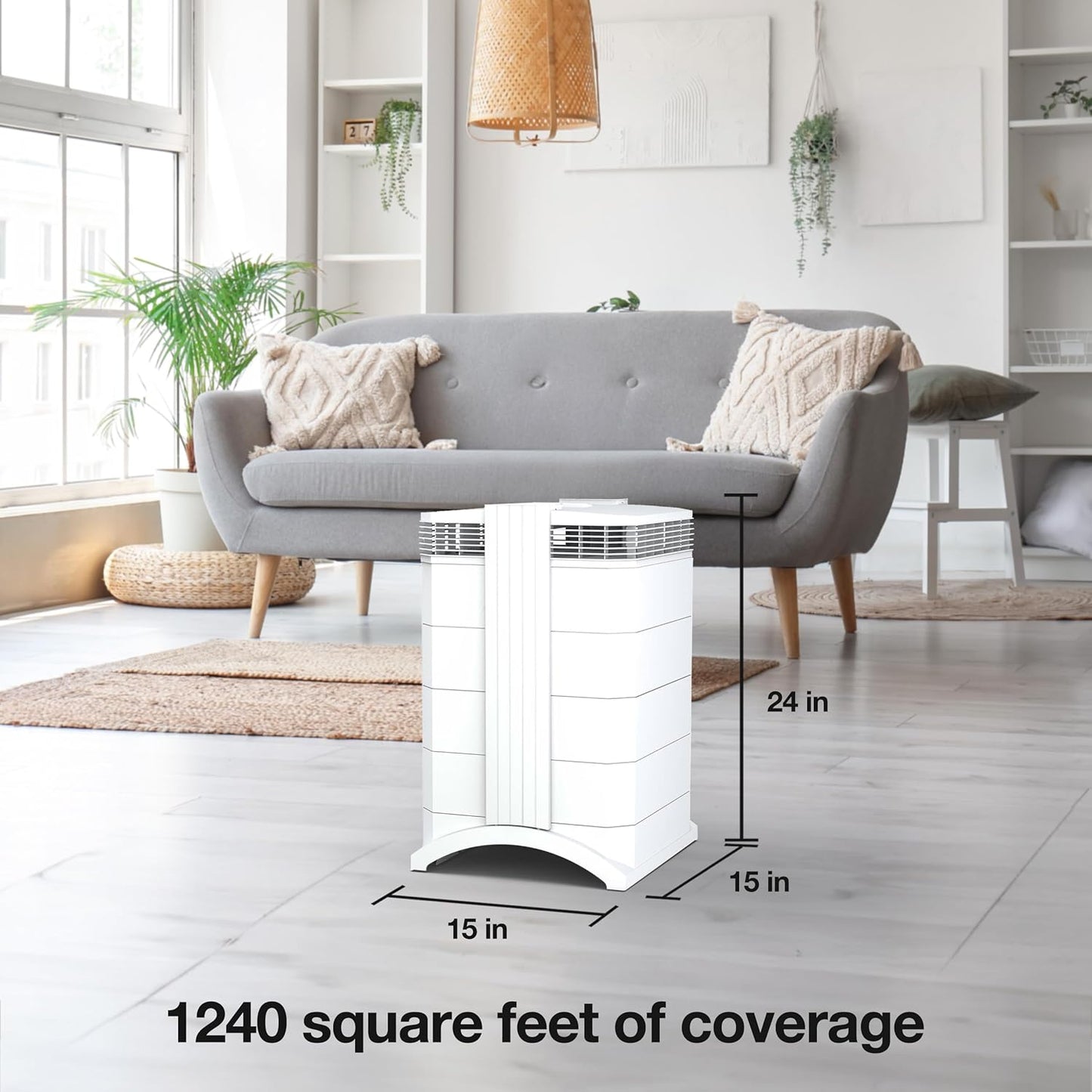 IQAir HealthPro Compact XE Air Purifier - Compact HyperHEPA Fration for Rooms up to 1240 sq ft - Allergens, Smoke, Dust, Mold, Pet Dander, Swiss Made, WiFi Enabled