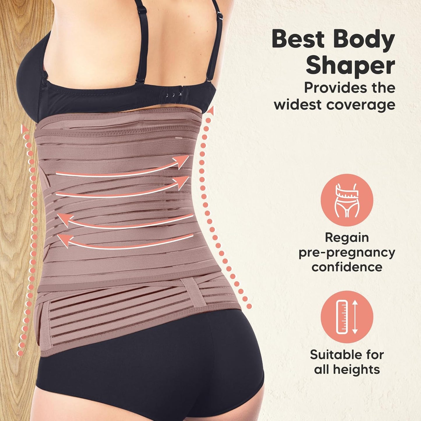 3 in 1 Postpartum Support Recovery Wrap - Belly Band, After Birth Brace, Slimming Girdles, Body Shaper Waist Shapewear, Post Surgery Pregnancy Support Band (Dusty Plum, M/L)
