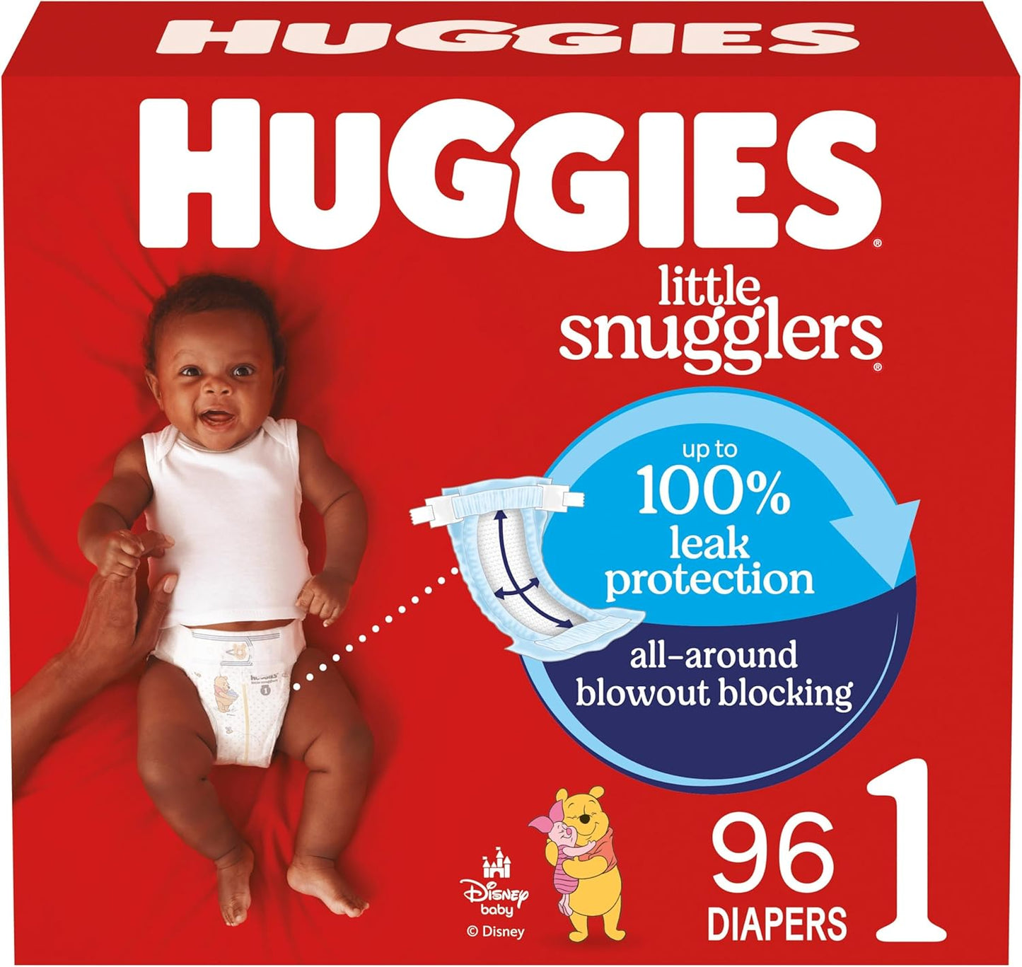 Huggies Size 1 Diapers, Little Snugglers Baby Diapers, Size 1 (8-14 lbs), 96 Count, Packaging May Vary