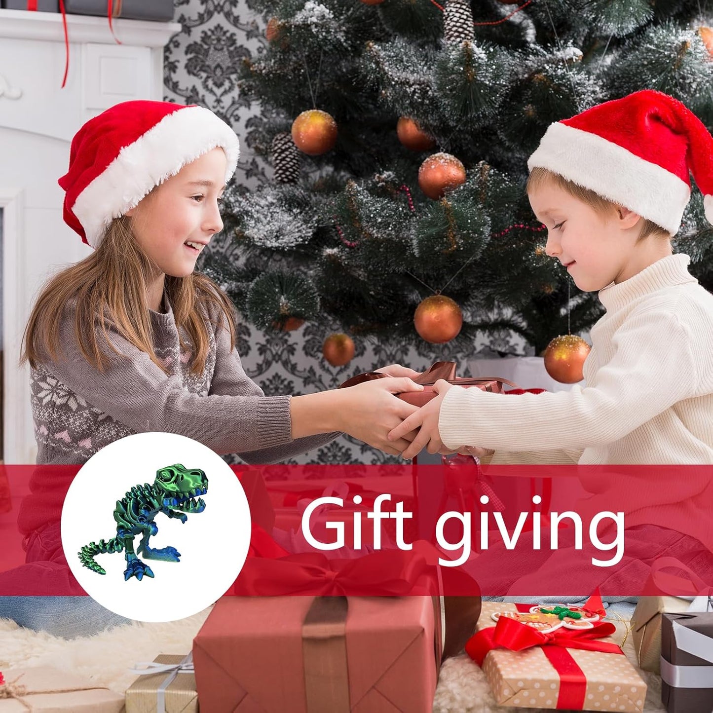 3D Printed Dinosaur Bone Skeleton Tyrannosaurus Rex with Movable Jaw Fidget Dinosaur Toys Full Articulated Dinosaur Executive Desk Toys Home Office Decor, Green