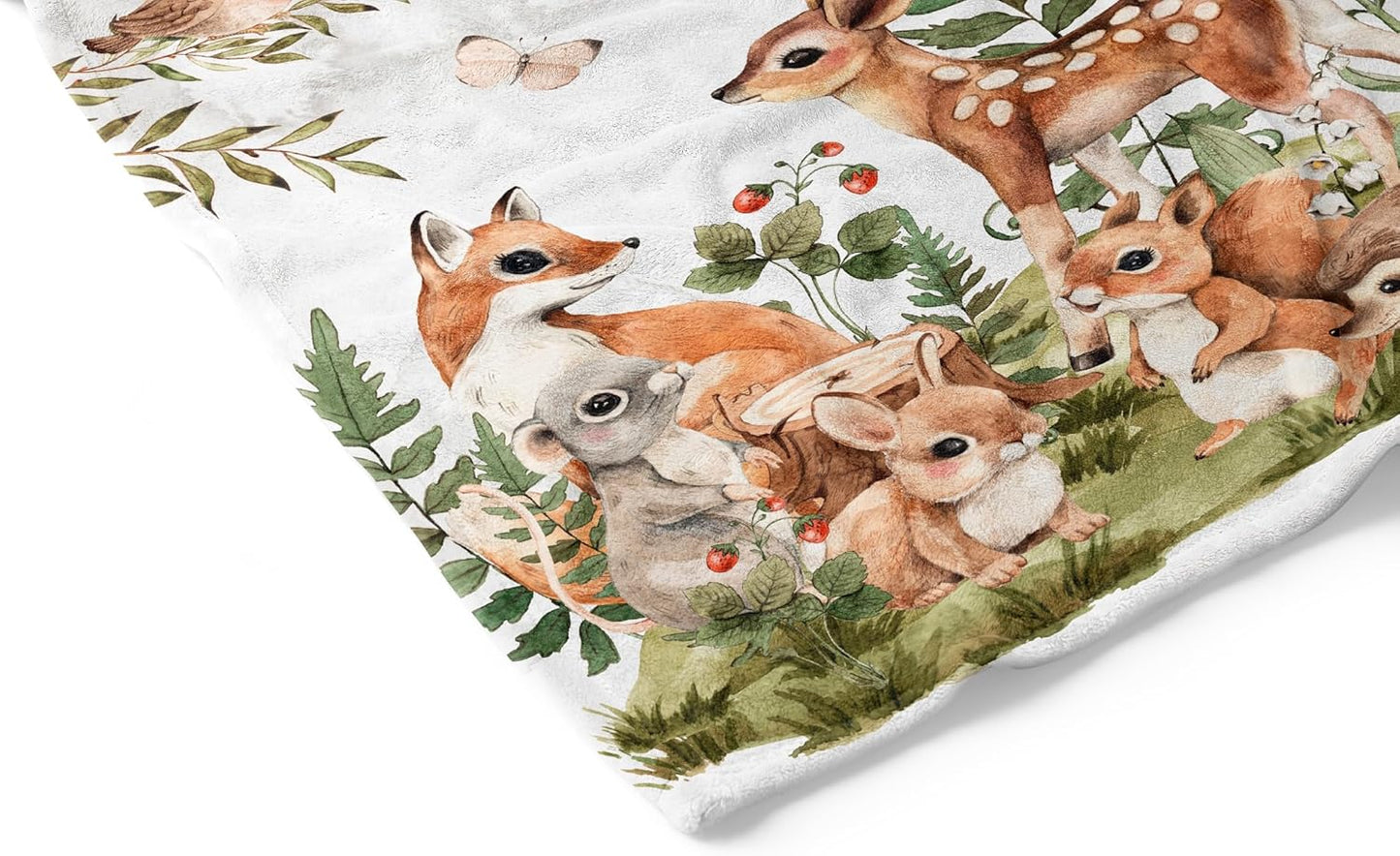 UNIQUE Woodland Ultra Soft Fleece Baby Blanket 30x40in, Cute Forest Animals Baby Blanket, Gender Neutral