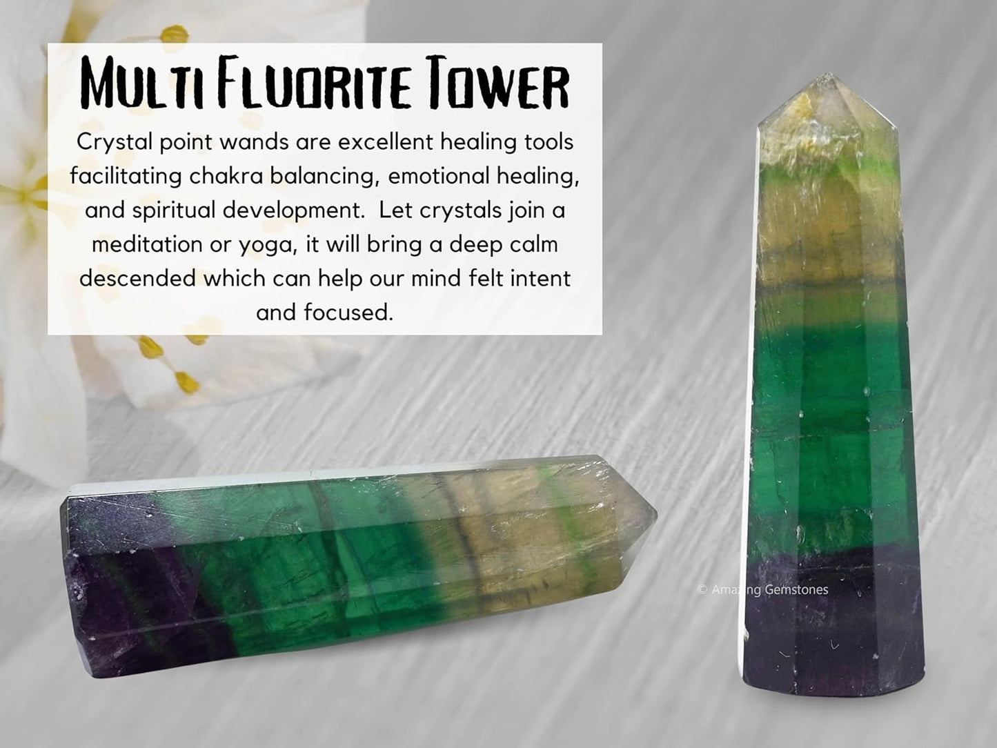 Amazing Gemstone Fluorite Crystal Towers - Natural Healing Crystal Point Obelisk for Reiki Healing and Crystal Grid (2 Inch to 3 Inch)