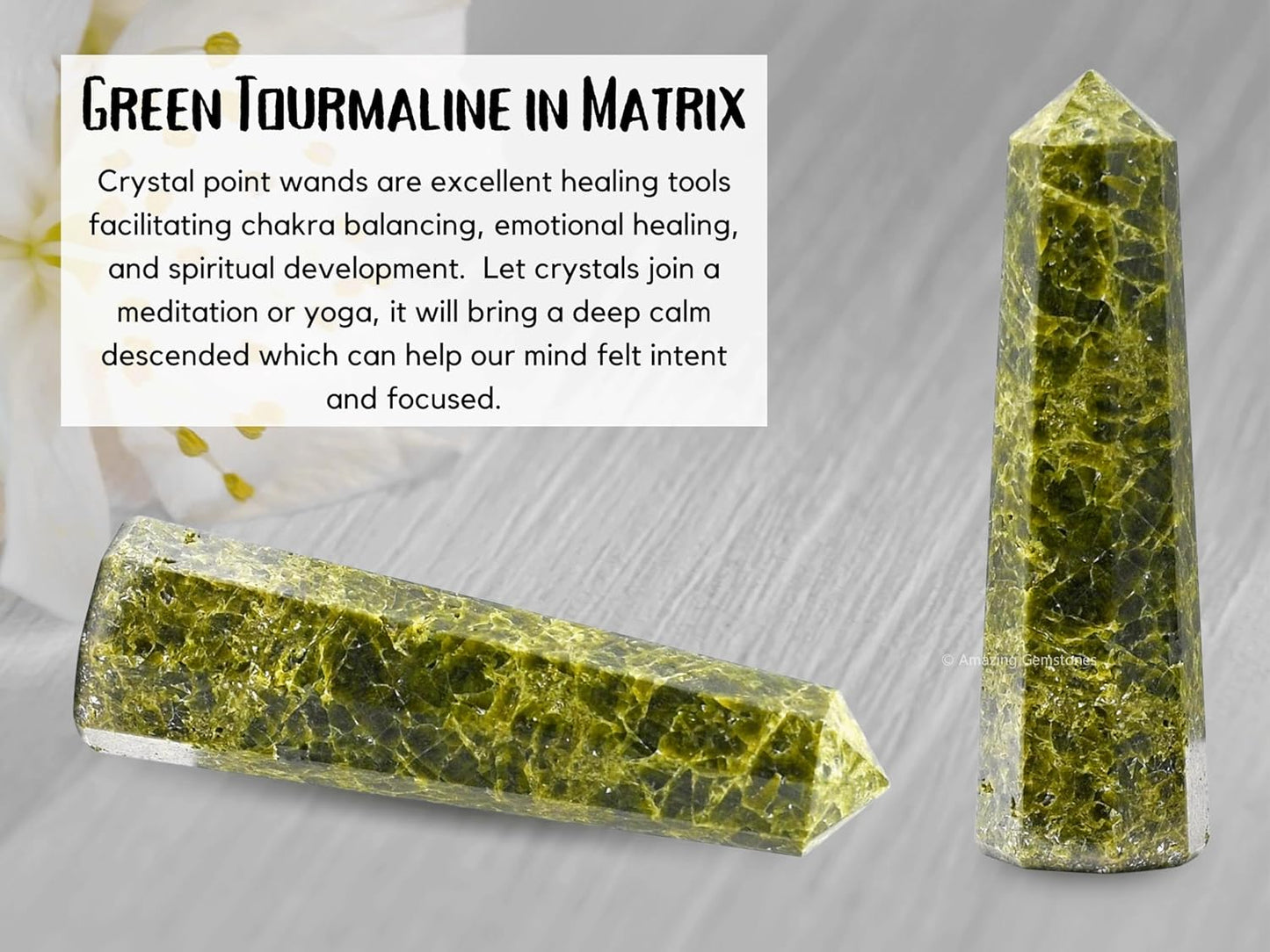 Amazing Gemstone Green Tourmaline in Matrix Crystal Towers - Natural Healing Crystal Point Obelisk for Reiki Healing and Crystal Grid (2 Inch to 3 Inch)