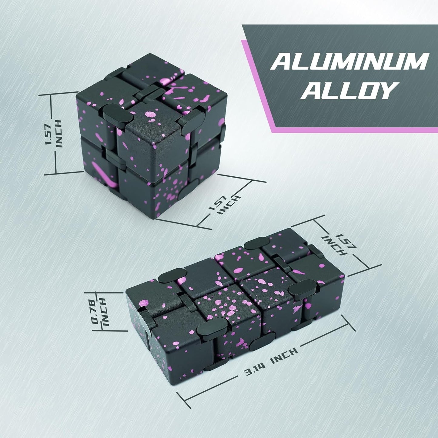 Infinity Cube, Metal Fidget Toy Infinity Cubes, ADHD Fidgets Toys for Adults, Fidgets Sensory Toys for Kids, Adults Fidget Toys for Mother Father (Black Pink)