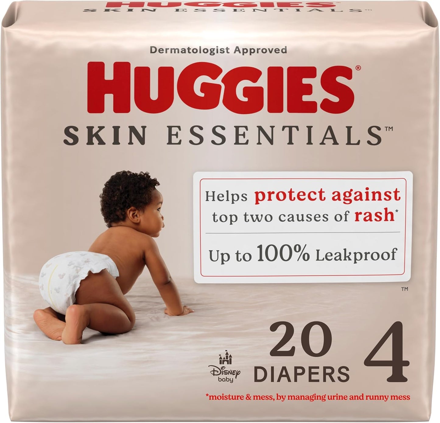Huggies Size 4 Diapers, Skin Essentials Baby Diapers, Size 4 (22-37 lbs), 20 Count, Packaging May Vary