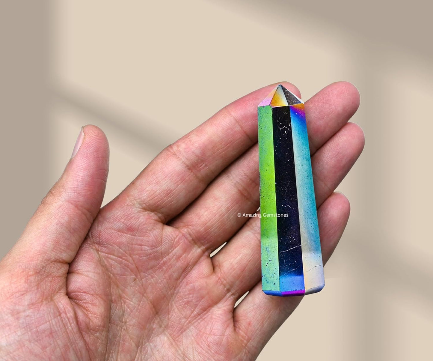 Amazing Gemstone Titanium Aura Quartz Crystal Towers - Natural Healing Crystal Point Obelisk for Reiki Healing and Crystal Grid (2" to 3" Inch)