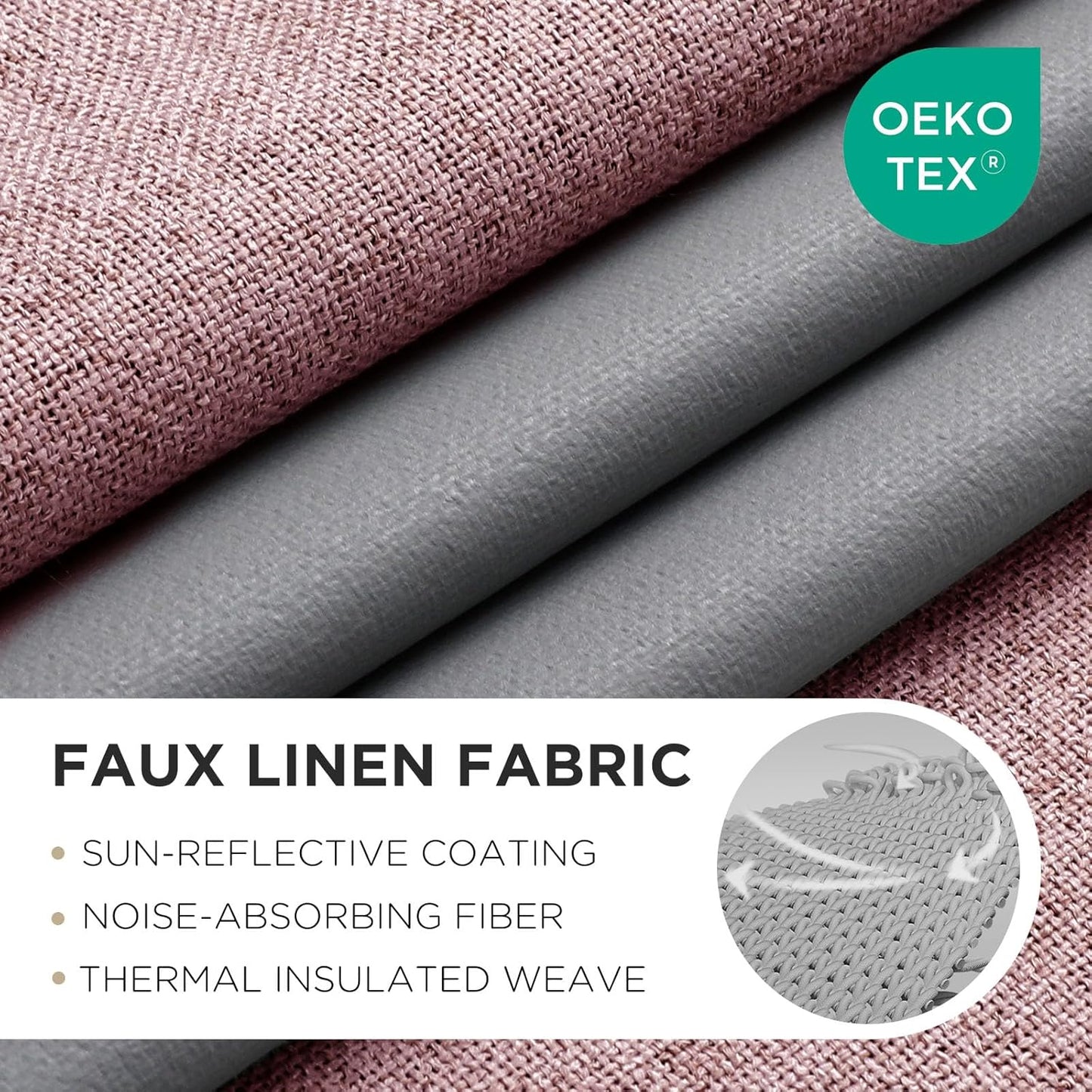 Joydeco Light Pink Blackout Curtains 96 Inches Long, Curtains 96 Inch Length 1 Panel for Bedroom, Thermal Insulated Linen Black Out Curtains with Grommets(100x96, Light Pink)