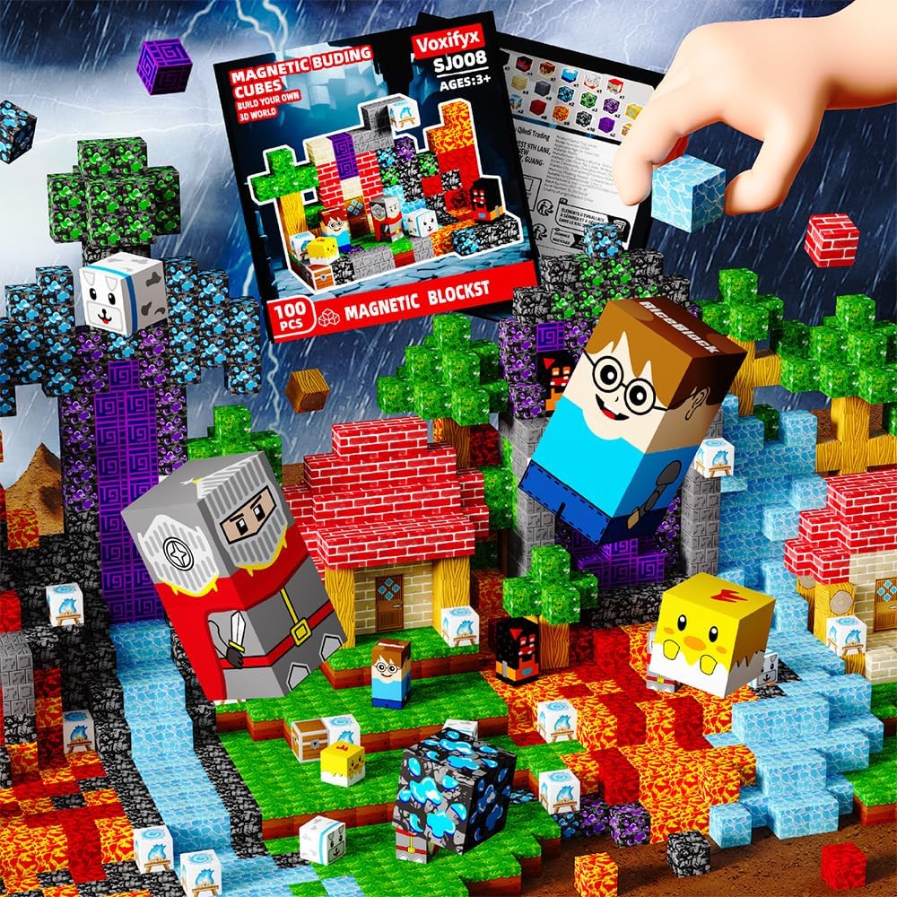 100pcs Magnetic Blocks Magnetic Building Blocks Set, Kids Sensory Toy for Toddlers STEM Learning, Stacking Magnets for Kids