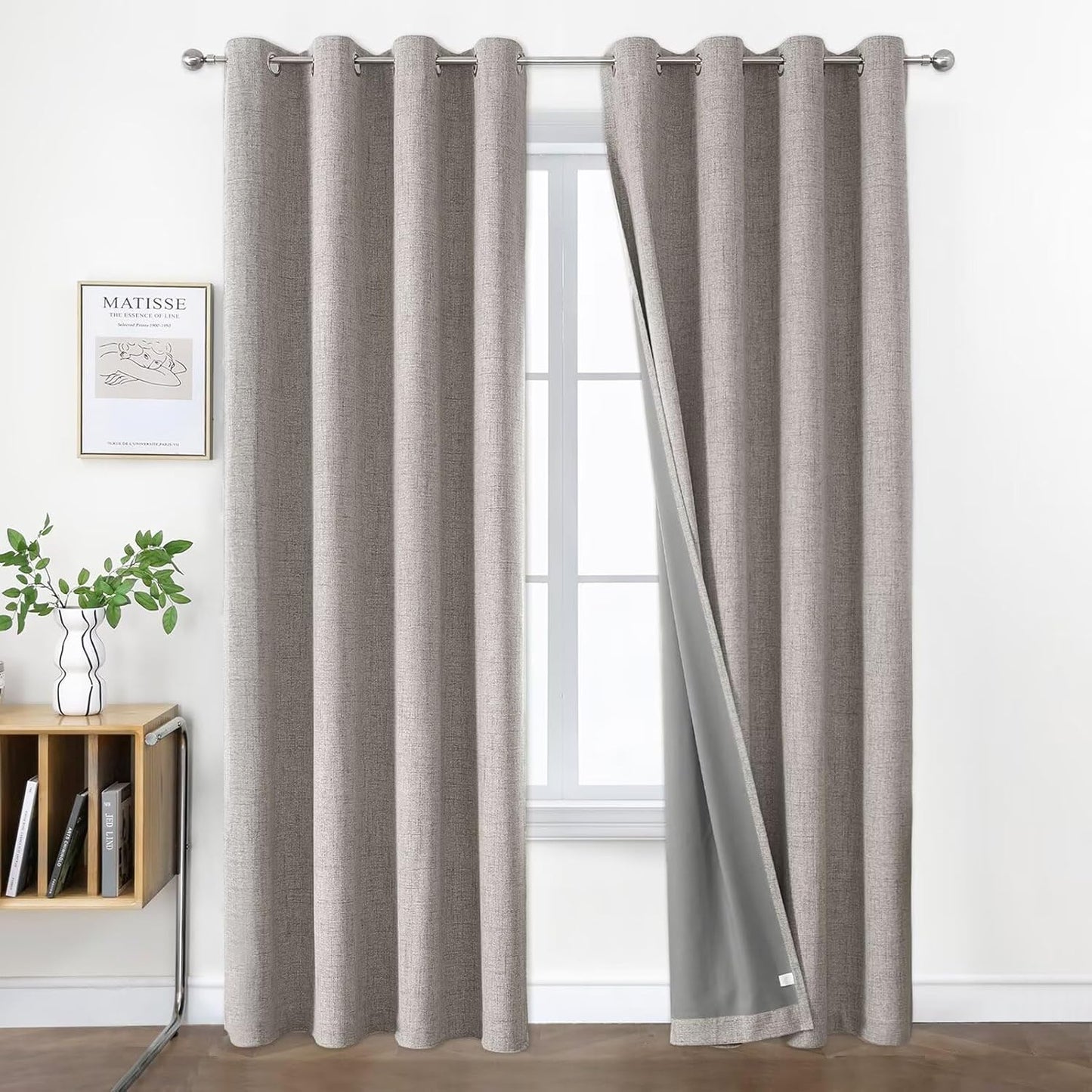 Joydeco Blackout Room Divider Curtains, Extra Wide Sliding Door Drapes Living Room Curtains, Greyish White 1 Panel 100W x 108L Inch Patio Door Drapes for Room Privacy