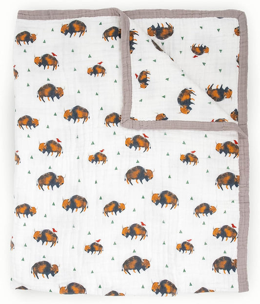 Little Unicorn Premium Quilted Throw | Super Soft, Multi-Layered Muslin XL Blanket| Great for Kids & Families (Bison)