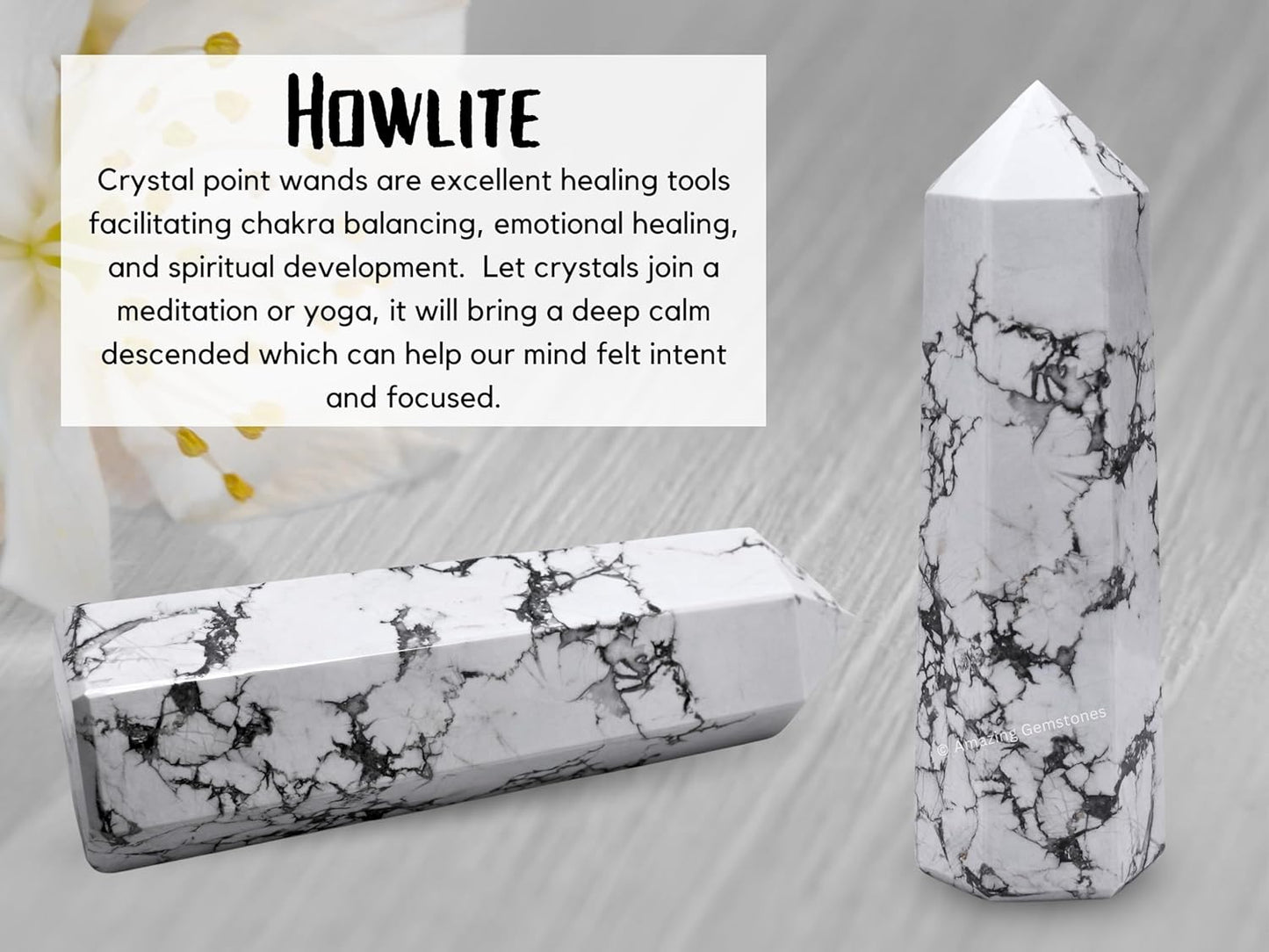 Amazing Gemstone Large Howlite Crystal Towers ~ Natural Healing Crystal Point Obelisk for Reiki Healing and Crystal Grid (5.5 to 6 INCH)