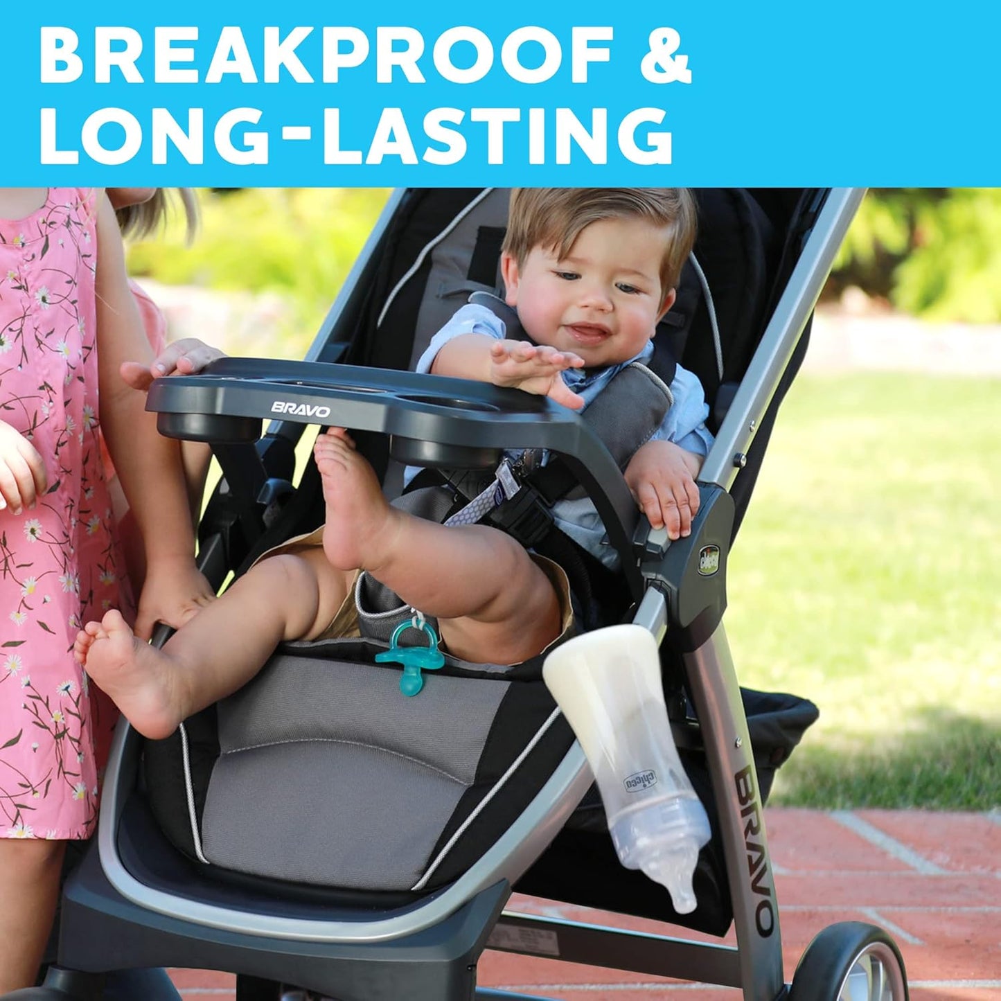 Chicco Duo 9oz. Hybrid Baby Bottle with Invinci-Glass Inside and Plastic Outside | Dishwasher, Bottle Warmer, and Electric Sterilizer Safe | Intui-Latch Nipple | Clear/Grey, 2pk