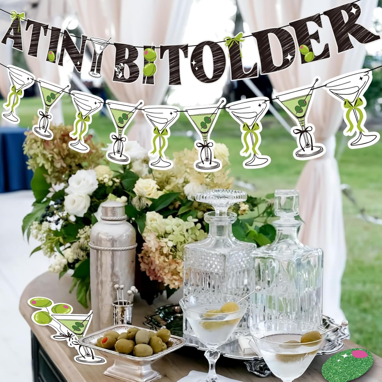 A Tini Bit Older Birthday Decorations, Pre-Strung Banners and 20 Hanging Swirls, Martini Party Decorations, Funny Adult Birthday Party Décor for Girls Women