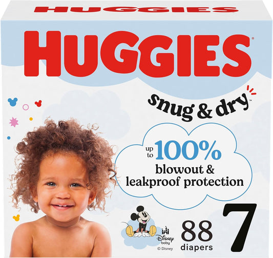 Huggies Size 7 Diapers, Snug & Dry Baby Diapers, Size 7 (41+ lbs), 88 Count, Packaging May Vary