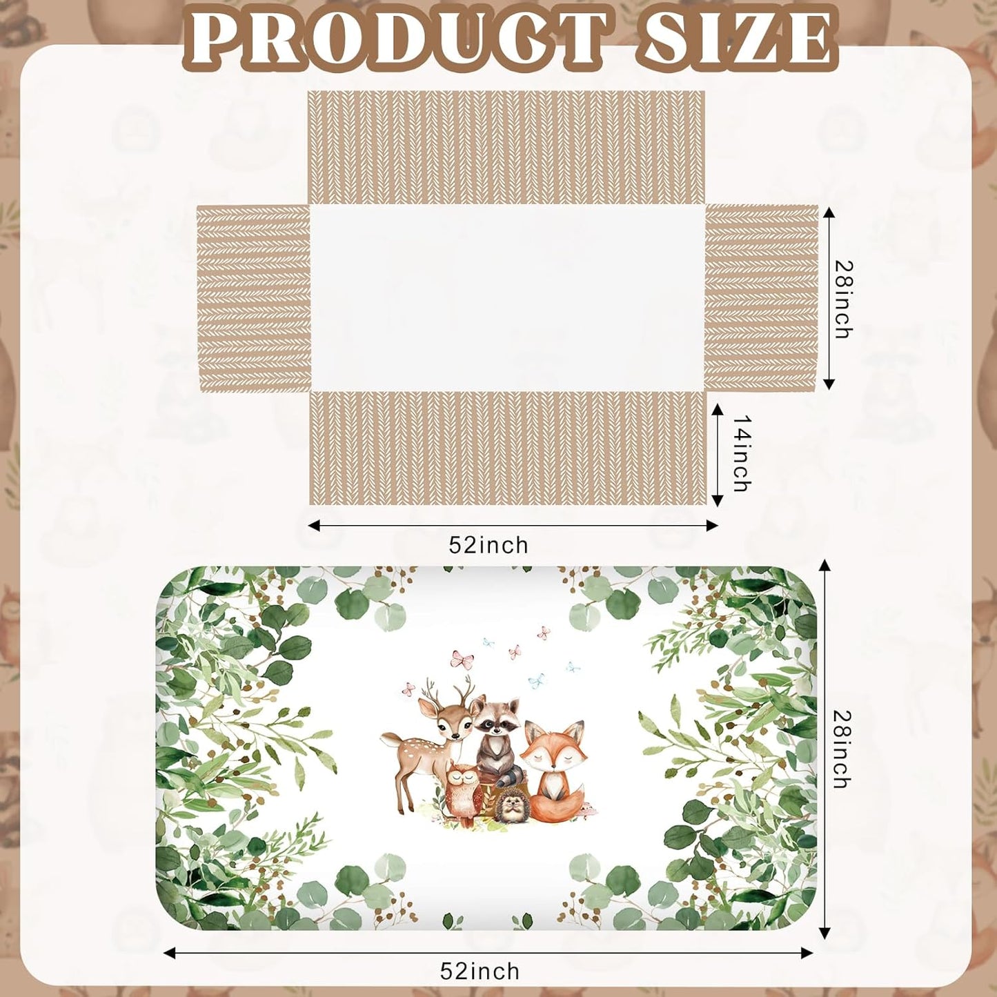 3 Pcs Baby Crib Bedding Set Safari Animals Dinosaurs Bear Woodland Animals Jungle Crib Set Includes Quilt, Fitted Sheet, Skirt for Baby Boy Girl(Green,Woodland Raccoons Deer Etc.)