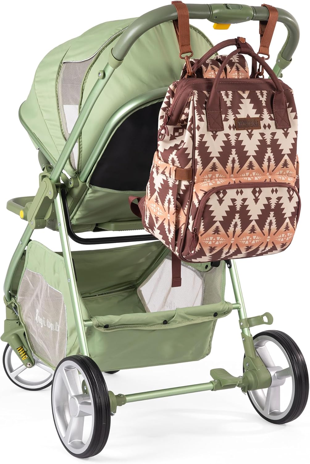 Wrangler Diaper Bag Backpack Aztec Travel Backpack Purses Western Multi-Function Baby Bags for Mom with Waterproof Insulated Pockets