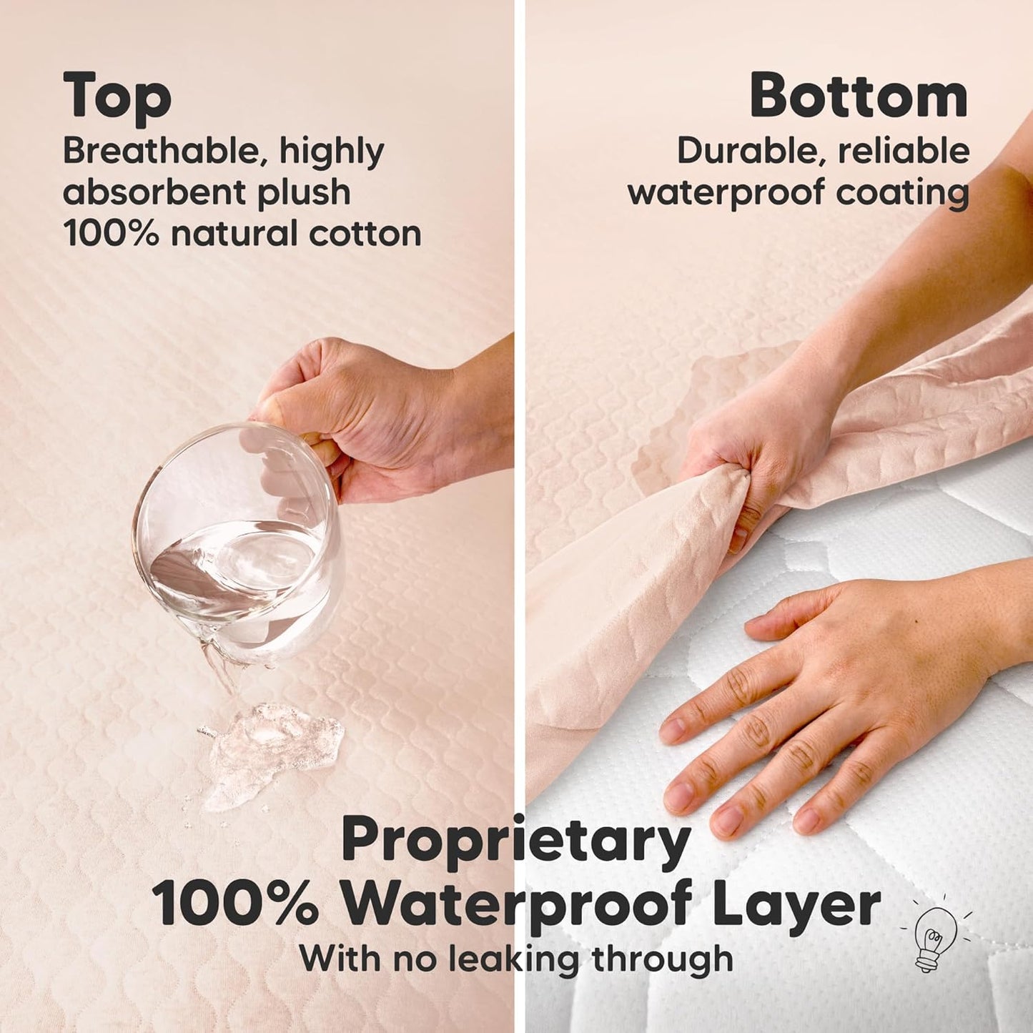 Waterproof Crib Mattress Protector Cover Fitted - 2-Pack Quiet Baby Crib Mattress Pad Sheets, 52" x 28" Soft Quilted Cotton Baby Sheet, Machine Washable, Easy Fit, Durable (Mist Rose/Mavy)